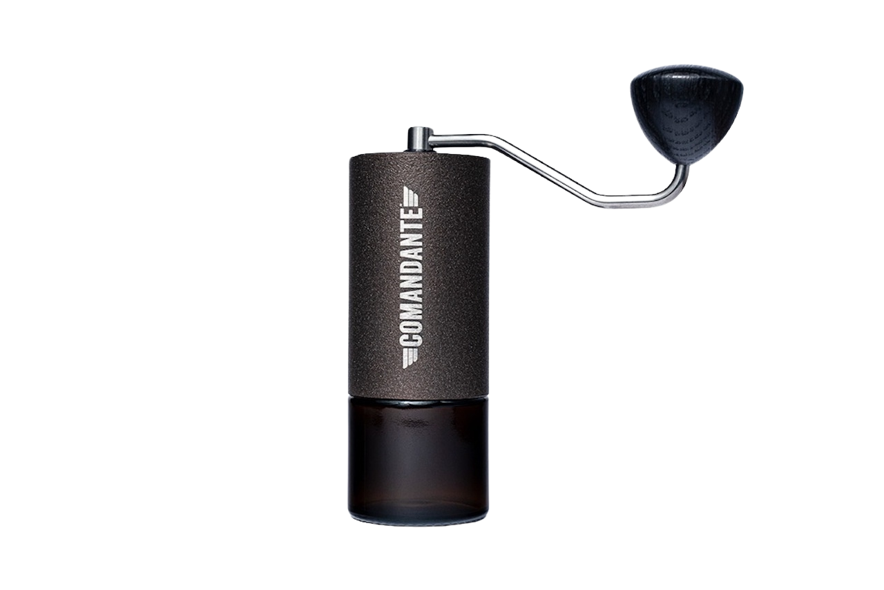 Cloud Picker Coffee Comandante C40 Nitro Blade hand grinder with durable metal body and precision ceramic burrs for coffee grinding.