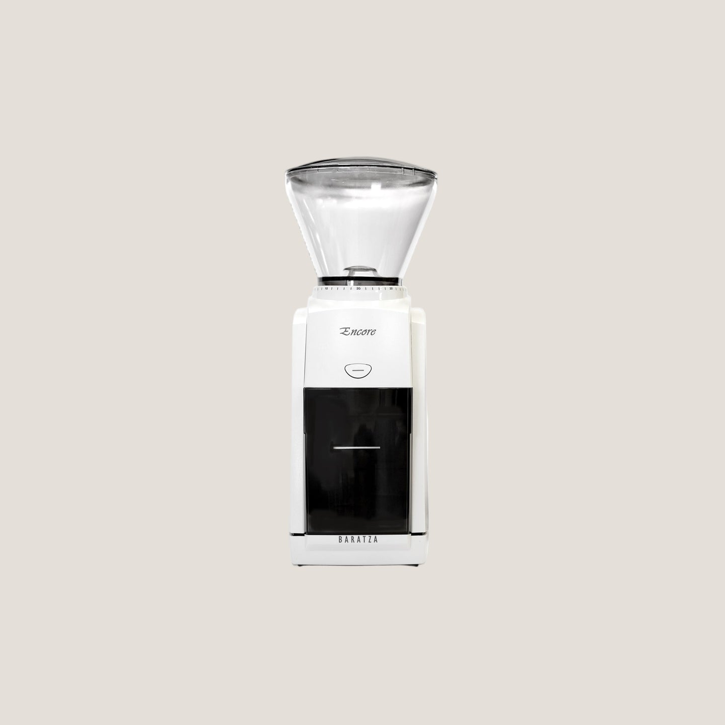 Cloud Picker Coffee Baratza Encore grinder with black body and metal burrs, showing the compact design and control dial.