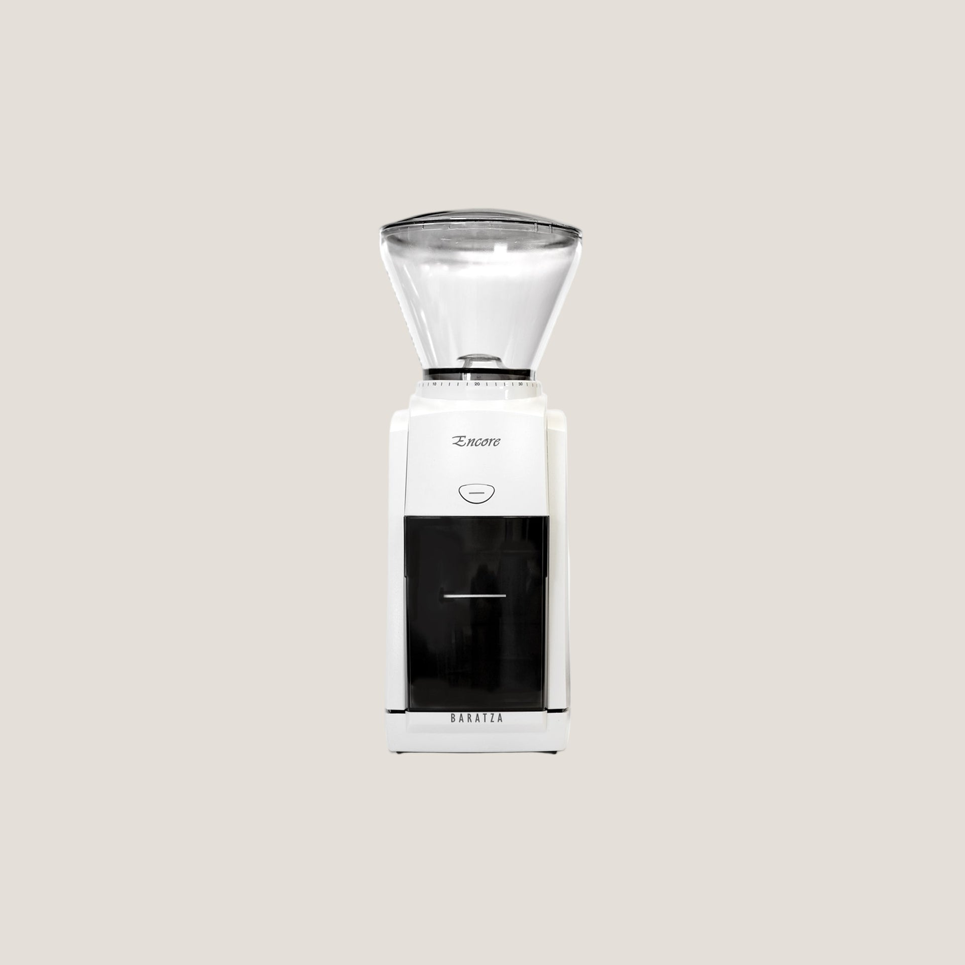 Cloud Picker Coffee Baratza Encore grinder with black body and metal burrs, showing the compact design and control dial.